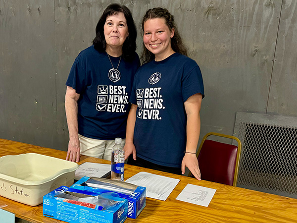 Volunteers at registration table