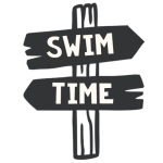 wooden sign: Swim Time